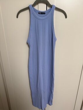 Zara Light Blue Ribbed Tank Dress